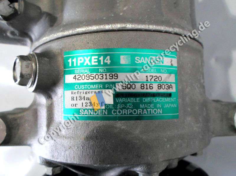 Audi A3 8V Klimakompressor 5Q0816803A 4209503199 SANDEN 1.8TFSI 132kW BJ2012